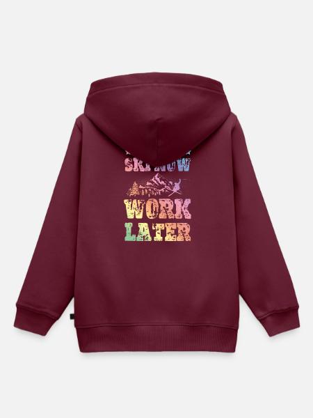 Ski now work later - Kinder Premium Organic Hoodie - Burgunderrot