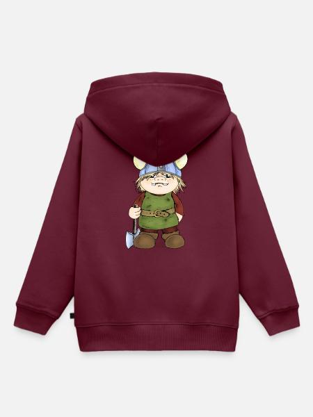 Erik, der kleine Wikinger - Kinder Premium Organic Hoodie - Burgunderrot