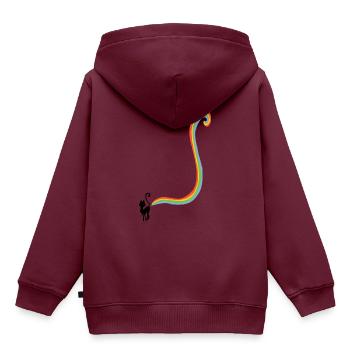 Regenbogen Katzen Pups - Kinder Premium Organic Hoodie - Burgunderrot - Hinten - AI Model Kid Female (0cm)