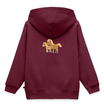 Pferde mit Fohlen - Kinder Premium Organic Hoodie - Burgunderrot - Hinten - AI Model Kid Female (0cm)