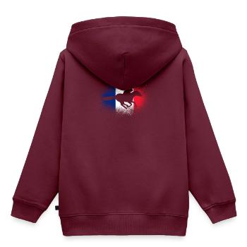 Rennpferd Frankreich Reiter Geschenk Pferde Flagge - Kinder Premium Organic Hoodie - Burgunderrot - Hinten - AI Model Kid Female (0cm)