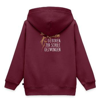 Zum Reiten geboren zur Schule gezwungen Reiten - Kinder Premium Organic Hoodie - Burgunderrot - Hinten - AI Model Kid Female (0cm)