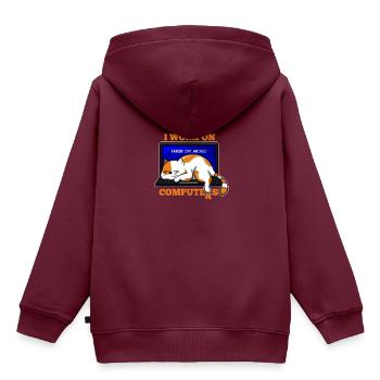 Katze und Computer, die Programmierergeschenk zerhacken - Kinder Premium Organic Hoodie - Burgunderrot - Hinten - AI Model Kid Female (0cm)