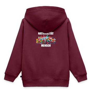 Nationalität Mensch - Kinder Premium Organic Hoodie - Burgunderrot - Hinten - AI Model Kid Female (0cm)