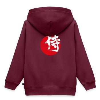ronin samurai japanische flagge japan zeichen - Kinder Premium Organic Hoodie - Burgunderrot - Hinten - AI Model Kid Female (0cm)