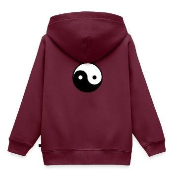 Yin Yang - Kinder Premium Organic Hoodie - Burgunderrot - Hinten - AI Model Kid Female (0cm)