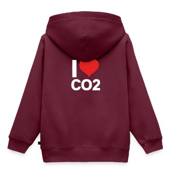 Ich liebe CO2 Klimaskeptiker Motiv - Kinder Premium Organic Hoodie - Burgunderrot - Hinten - AI Model Kid Female (0cm)
