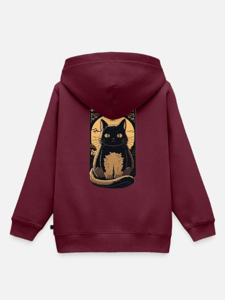 Black Cat - Kinder Premium Organic Hoodie - Burgunderrot