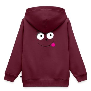 Lustige Emotion - Kinder Premium Organic Hoodie - Burgunderrot - Hinten - AI Model Kid Female (0cm)