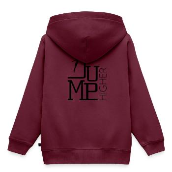 Jump Higher – Jumping Trampolin Springen - Kinder Premium Organic Hoodie - Burgunderrot - Hinten - AI Model Kid Female (0cm)