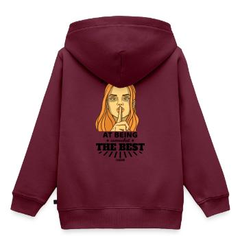 die beste - Kinder Premium Organic Hoodie - Burgunderrot - Hinten - AI Model Kid Female (0cm)