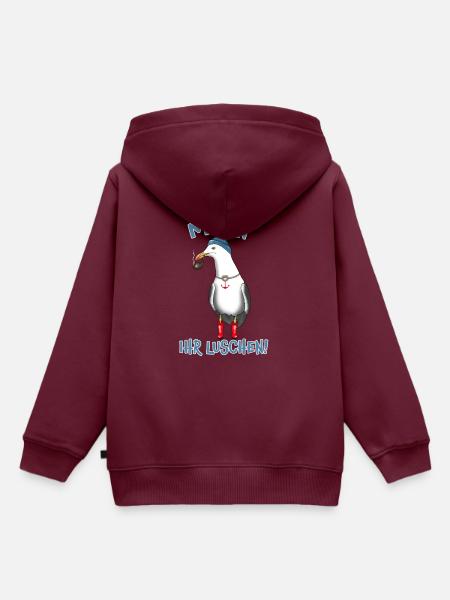 Möwe MOIN IHR LUSCHEN! - Kinder Premium Organic Hoodie - Burgunderrot