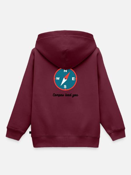 Compass lead you - Kinder Premium Organic Hoodie - Burgunderrot