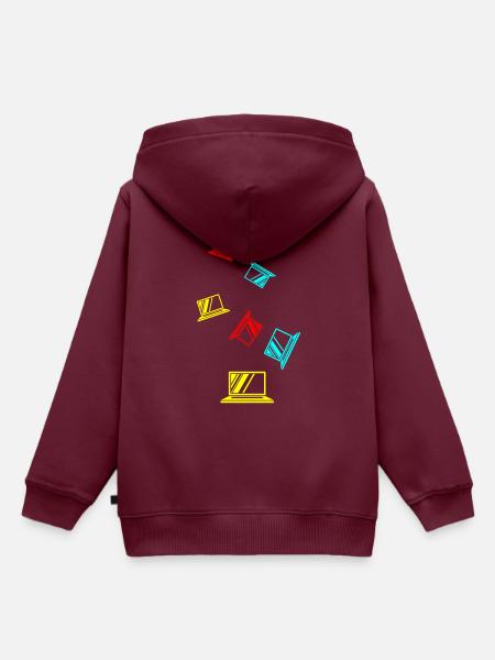 Laptop Symbol - Kinder Premium Organic Hoodie - Burgunderrot