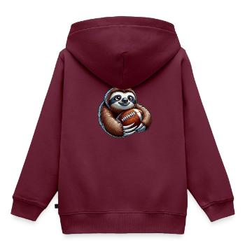 Cooler Faultier Quarterback American Football - Kinder Premium Organic Hoodie - Burgunderrot - Hinten - AI Model Kid Female (0cm)