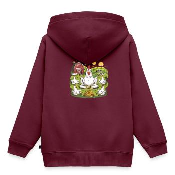 Hen Zen Yoga Meditation Huhn Hühner Bauernhof - Kinder Premium Organic Hoodie - Burgunderrot - Hinten - AI Model Kid Female (0cm)