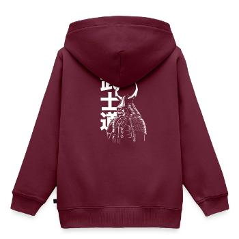 Samurai - Kinder Premium Organic Hoodie - Burgunderrot - Hinten - AI Model Kid Female (0cm)