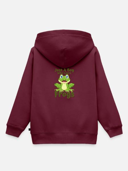 Frosch - Kinder Premium Organic Hoodie - Burgunderrot