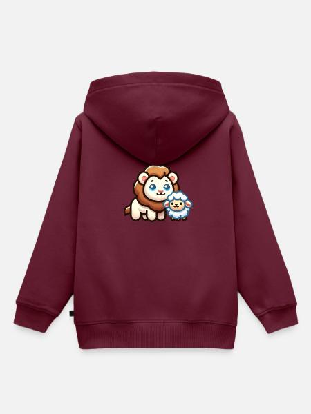 Christliche Kleidung Löwe und Lamm - Kinder Premium Organic Hoodie - Burgunderrot