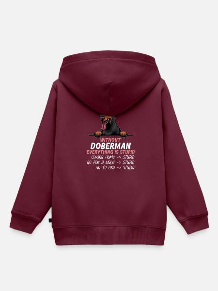Ohne Dobermann ist alles doof - Kinder Premium Organic Hoodie - Burgunderrot