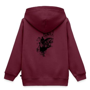 Venedig Kanal - Kinder Premium Organic Hoodie - Burgunderrot - Hinten - AI Model Kid Female (0cm)