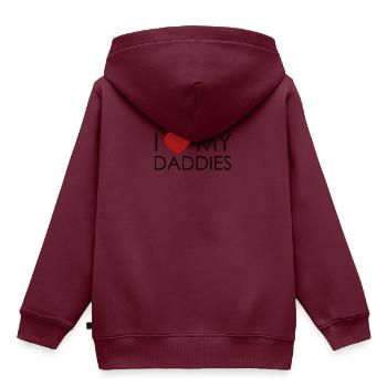 I LOVE MY DADDIES - Kinder Premium Organic Hoodie - Burgunderrot - Hinten - AI Model Kid Female (0cm)