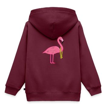 Ghetto Flamingo - Kinder Premium Organic Hoodie - Burgunderrot - Hinten - AI Model Kid Female (0cm)