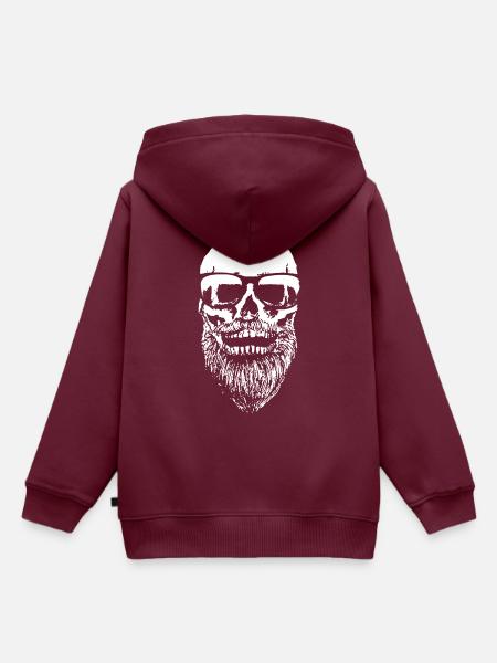 Bart Skull Hipster - Kinder Premium Organic Hoodie - Burgunderrot