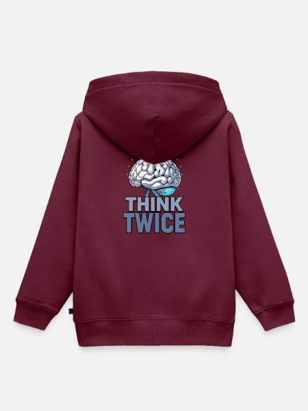 Besser zweimal Nachdenken - Kinder Premium Organic Hoodie - Burgunderrot