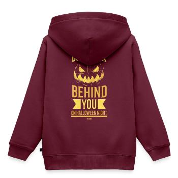 Schau an Halloween nicht hinter dich - Kinder Premium Organic Hoodie - Burgunderrot - Hinten - AI Model Kid Female (0cm)