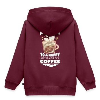 Kaffee - Kinder Premium Organic Hoodie - Burgunderrot - Hinten - AI Model Kid Female (0cm)