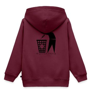 Gluten Container (schwarz) - Kinder Premium Organic Hoodie - Burgunderrot - Hinten - AI Model Kid Female (0cm)