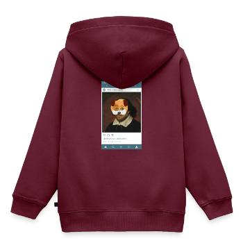 Cool Story "William Shakespeare" - Kinder Premium Organic Hoodie - Burgunderrot - Hinten - AI Model Kid Female (0cm)