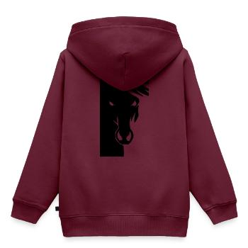 mad stallion - Hengst - Kinder Premium Organic Hoodie - Burgunderrot - Hinten - AI Model Kid Female (0cm)