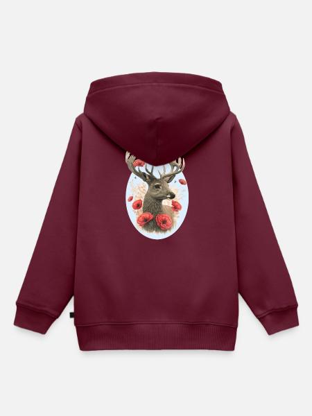 Hirsch - Kinder Premium Organic Hoodie - Burgunderrot