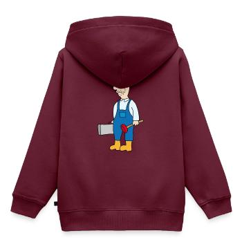 Hausmeister | Klempner | Handwerker | Werkzeug Klo - Kinder Premium Organic Hoodie - Burgunderrot - Hinten - AI Model Kid Female (0cm)