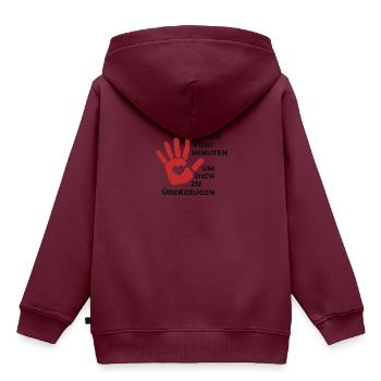 T-Shirt Anmachen und überzeugen- Gib mir 5 Minuten - Kinder Premium Organic Hoodie - Burgunderrot - Hinten - AI Model Kid Female (0cm)