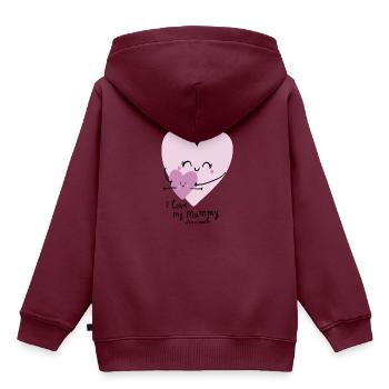 I LOVE MY MUMMY SOOO MUCH - Kinder Premium Organic Hoodie - Burgunderrot - Hinten - AI Model Kid Female (0cm)