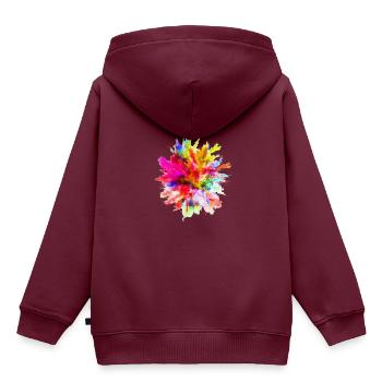 Wasserfarben Fleck - Kinder Premium Organic Hoodie - Burgunderrot - Hinten - AI Model Kid Female (0cm)