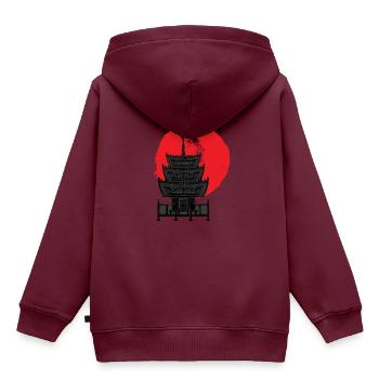 Japan Tempel Sonne - Kinder Premium Organic Hoodie - Burgunderrot - Hinten - AI Model Kid Female (0cm)