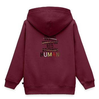 Anti rassismus BLM Menschenrecht - Kinder Premium Organic Hoodie - Burgunderrot - Hinten - AI Model Kid Female (0cm)