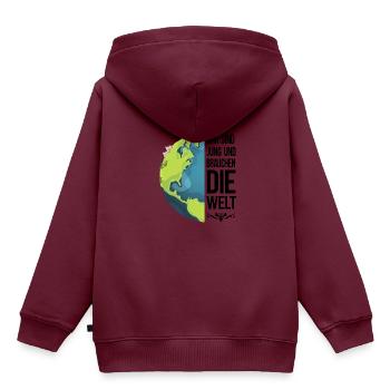 Klima. Wir sind jung und brauchen die Welt - Kinder Premium Organic Hoodie - Burgunderrot - Hinten - AI Model Kid Female (0cm)