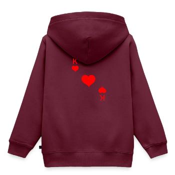 Herz König Karte Pokern Karneval - Kinder Premium Organic Hoodie - Burgunderrot - Hinten - AI Model Kid Female (0cm)