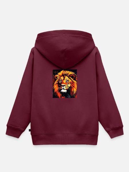 Löwe Porträt - Kinder Premium Organic Hoodie - Burgunderrot