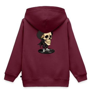 Totenkopf Rapper - Kinder Premium Organic Hoodie - Burgunderrot - Hinten - AI Model Kid Female (0cm)