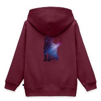 Katze Kitten Silhouette Space Cat Weltall Geschenk - Kinder Premium Organic Hoodie - Burgunderrot - Hinten - AI Model Kid Female (0cm)