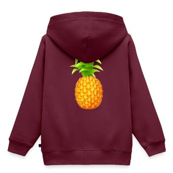 Ananas - Kinder Premium Organic Hoodie - Burgunderrot - Hinten - AI Model Kid Female (0cm)