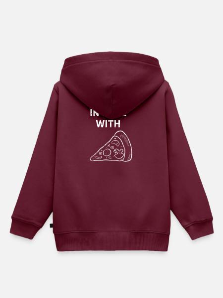 Pizza Love Liebe Geschenk - Kinder Premium Organic Hoodie - Burgunderrot