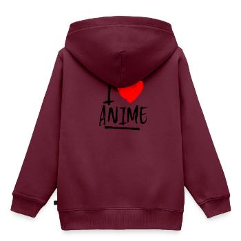 I love anime - Kinder Premium Organic Hoodie - Burgunderrot - Hinten - AI Model Kid Female (0cm)