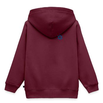 Davidstern - Kinder Premium Organic Hoodie - Burgunderrot - Hinten - AI Model Kid Female (0cm)